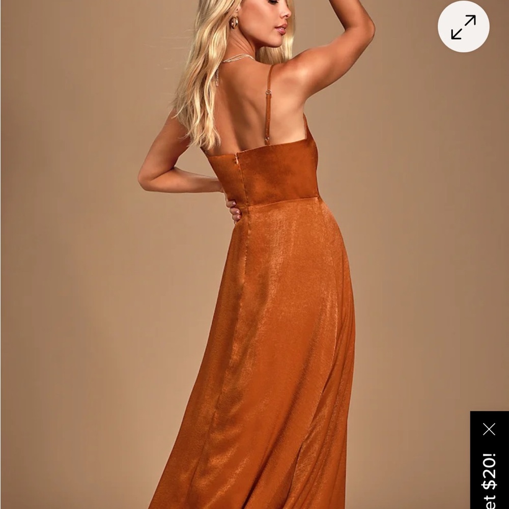 Lulu's Rust Maxi Dress with Slit - Picture 2 of 5